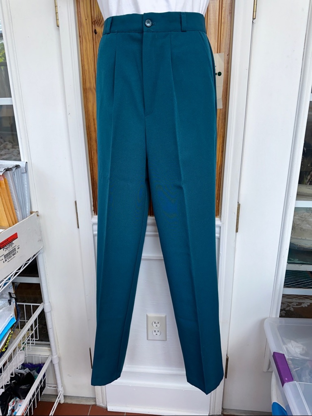 NWT Vintage 70s Stringbean Brand Teal Green Polyester Pants